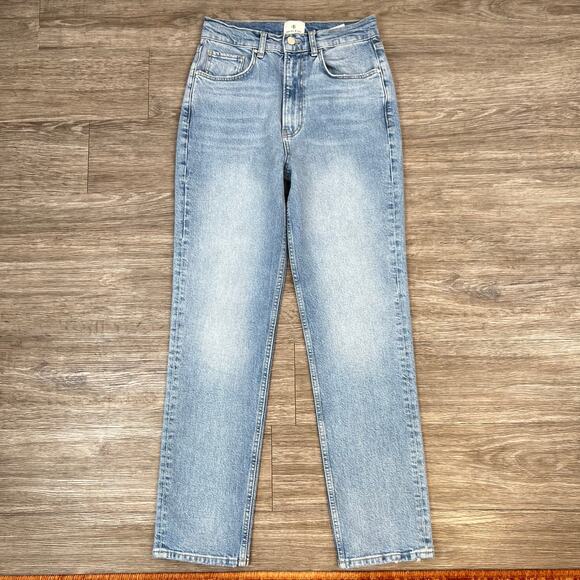 Anine Bing High Waisted Light-Wash Denim Straight Leg Jeans (Sz 27) - Picture 11 of 12